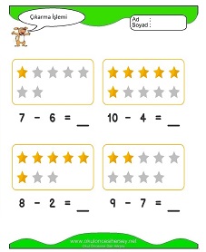 Çıkarma İşlemi Çalışma Sayfaları